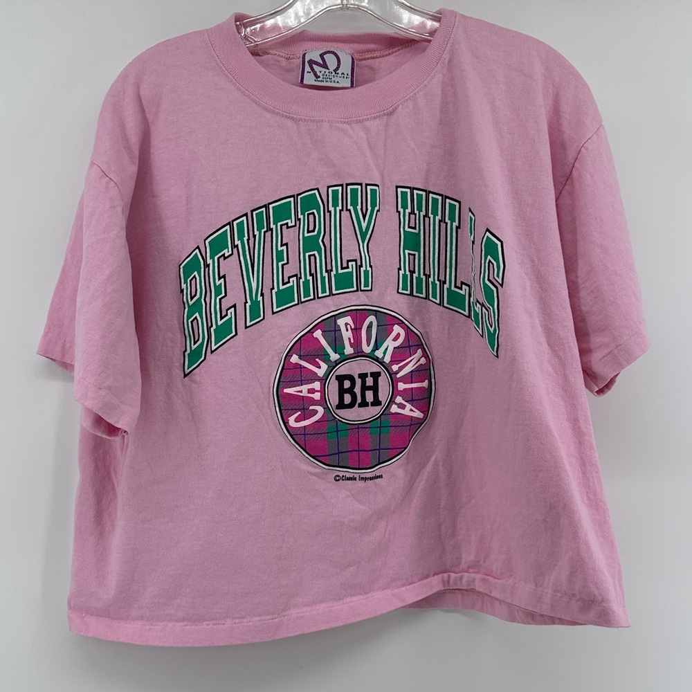 Vintage Pink Beverly Hills Graphic Cropped Tee OSFM